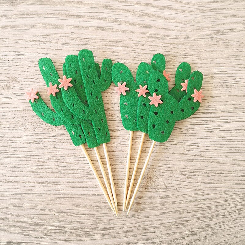 Venta de liquidación ~ 42 Uds cactus/suministros de de fieltro bonito/adornos para cupcakes/selecciones para chico decoraciones para de cumpleaños/niños niñas