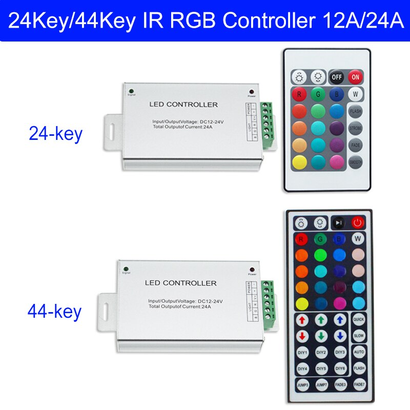 DC12V-24V 24-key 44-key LED Controller IR Fernbedienung Farbe RGB Lampe Mit Modul Dimmer 12A 24A