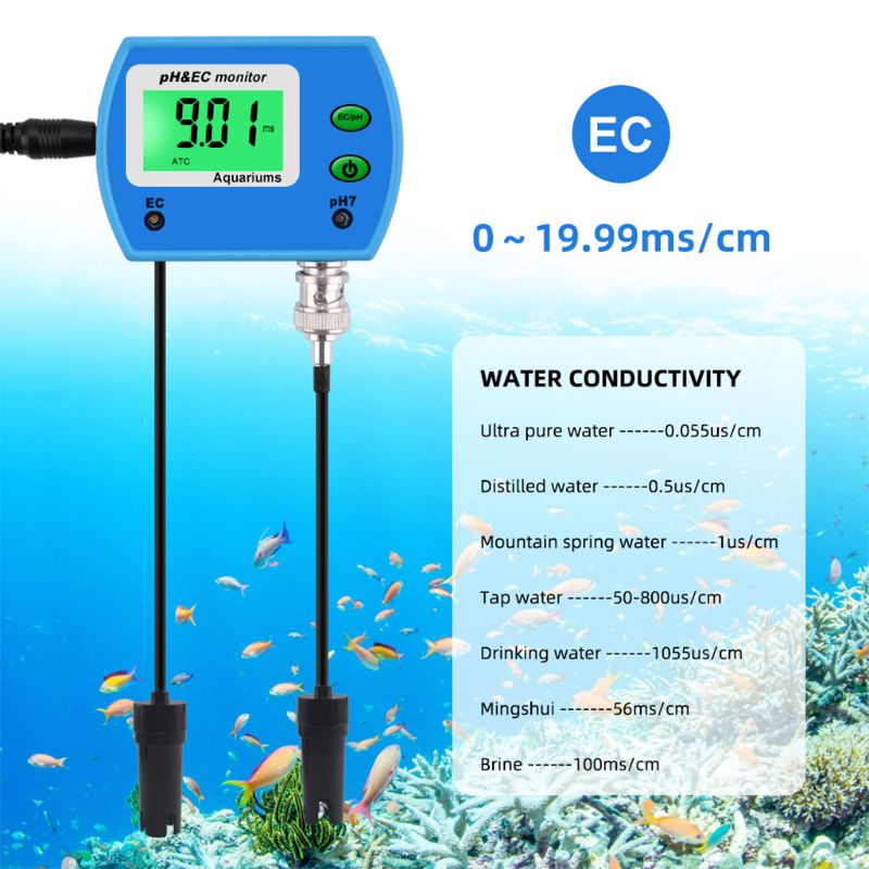 Mini multifunktion ph / ec bs temperaturmåler digital vandmonitor tester til pools, drikkevand, akvarier