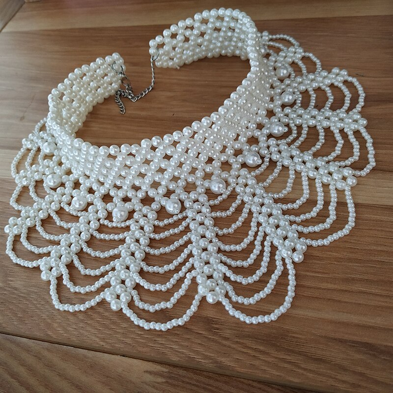 Luksus kvinder bryllup bolero højhalsede perler perler hvid sort jakke til brude fest tilbehør