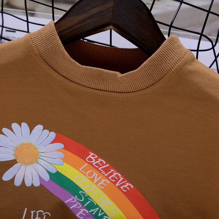 Citgeett Autunno Bambini Dei Ragazzi Delle Ragazze di Autunno Della Camicia Girocollo Manica Lunga casuale Del Fumetto patchwork Primavera T-camicia