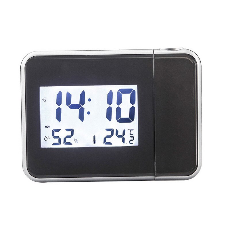 Projectie Wekker Digitale Klok Met Lcd Big Screen Temperatuur Datum Display Voor Home Office 15.7x12x6.2cm: Black
