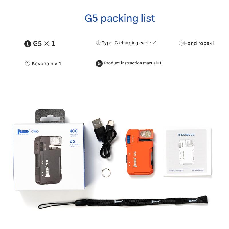Lanterna Wuben G5 EDC 400 Lumens Mini Lanterna com RGB Portátil Recarregável Edição Limitada Laranja