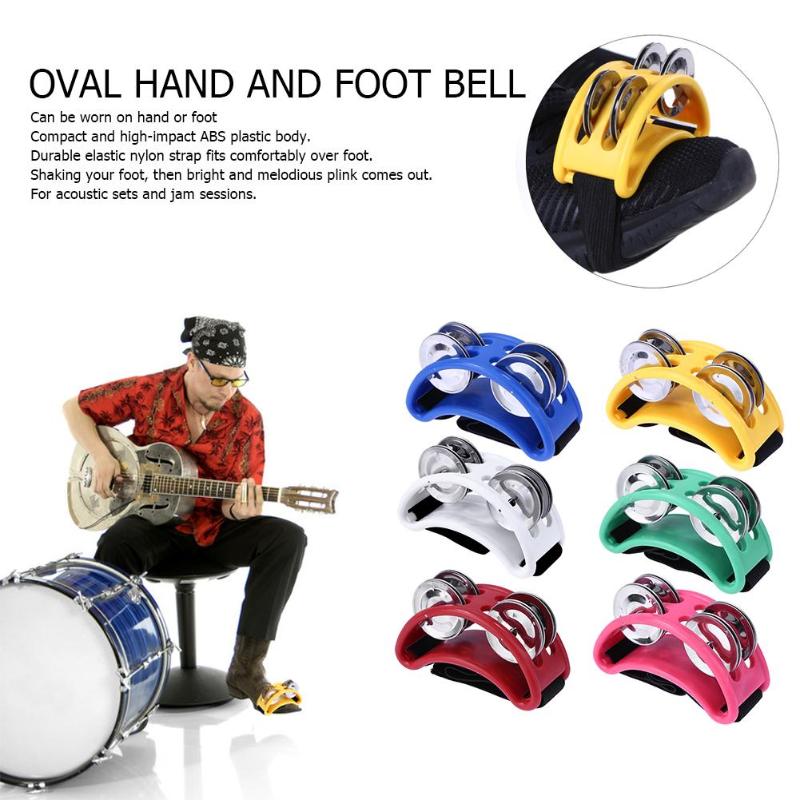 Elliptical Drum Companion Hand Foot Jingle Drum Children Musical Educational Tambourine Percussion Instruments For KTV Party