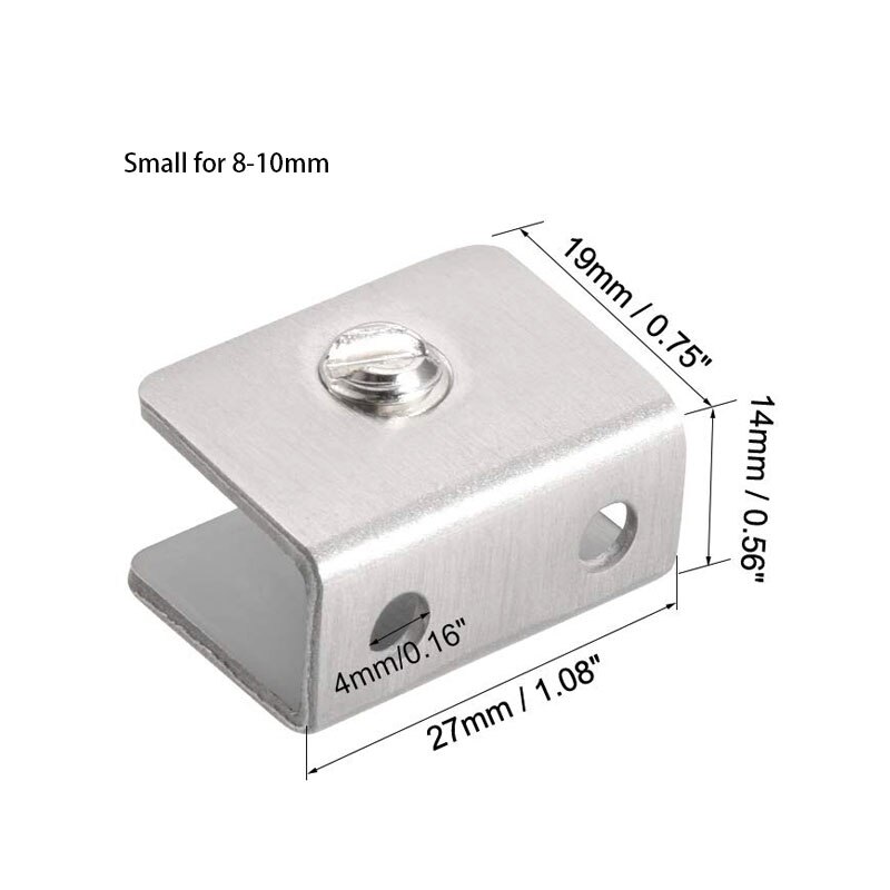 Glass Shelf Brackets - Adjustable Stainless Steel Glass Clamp Clip Holder Rectangle 10 Pcs