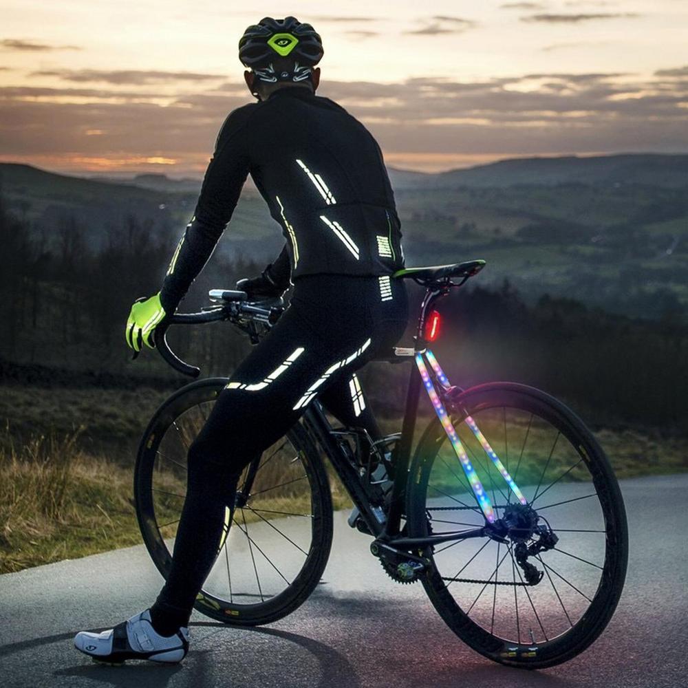 Luz LED decorativa para bicicleta, marco de bicicleta, cuerda, luz alimentada por batería, a prueba de polvo, impermeable, luz de advertencia trasera para conducción nocturna: YELLOW
