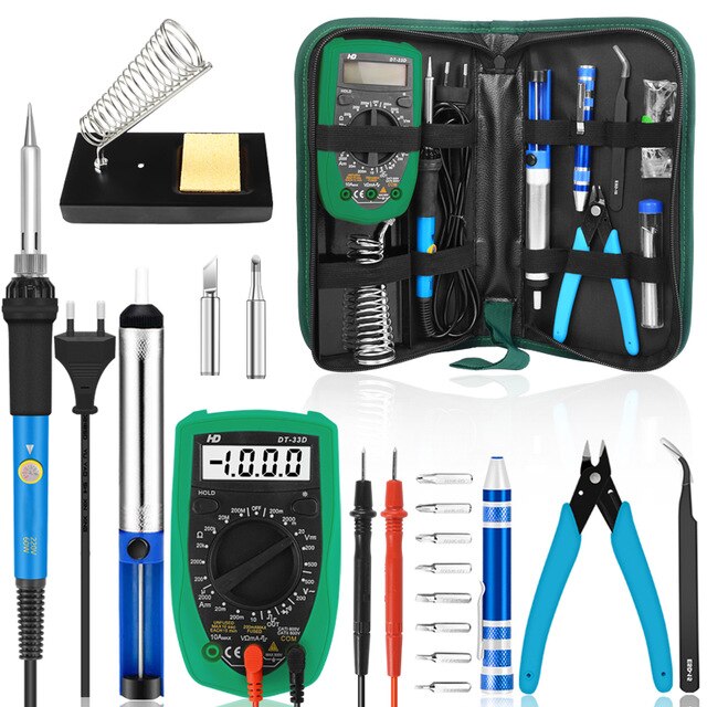 60w 80w 110v/220v elektrisk lödkolvsats med digital multimeter justerbar temperatur lödkolv med avlödning: 110v / 60w typ