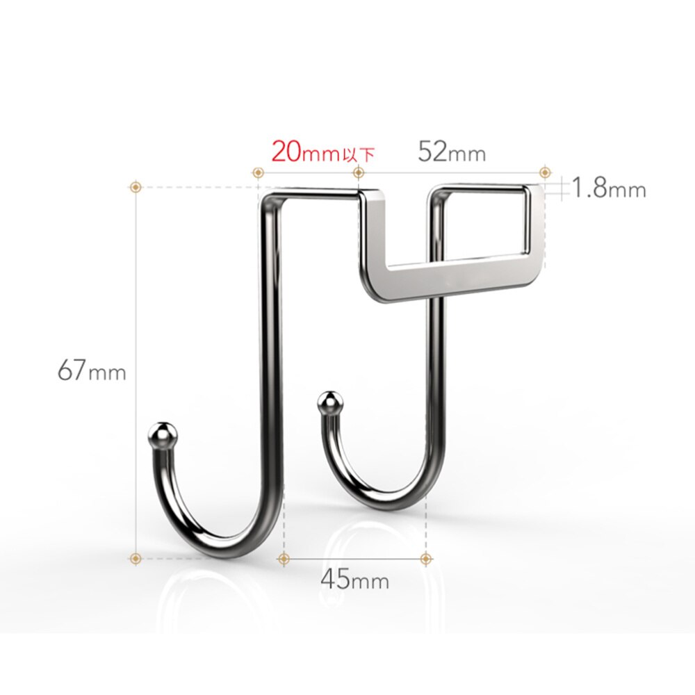 2 Pack Over Cabinet Door Double Hooks Strong Stainless Steel Multiple Use S Shaped Hanging Over The Door Hooks Use for Kitchen