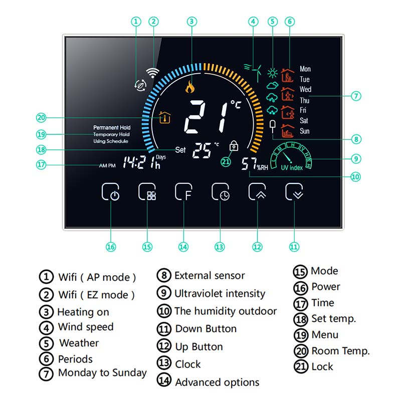 ℃/)Termostato programmabile intelligente Wi-Fi commutabile controllo APP vocale retroilluminazione LCD acqua/Gas caldaia termoregolatore riscaldamento