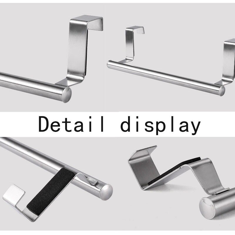 Stainless Steel Over Door Towel Rack Hanging Holder Bathroom Kitchen Apron Towel Storage Hanger Home Cabinet Organizer Shelf