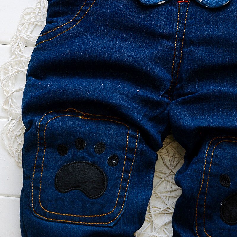 en najaar Koreaanse versie van de opening baby baby kind beer riem denim broek kinderkleding