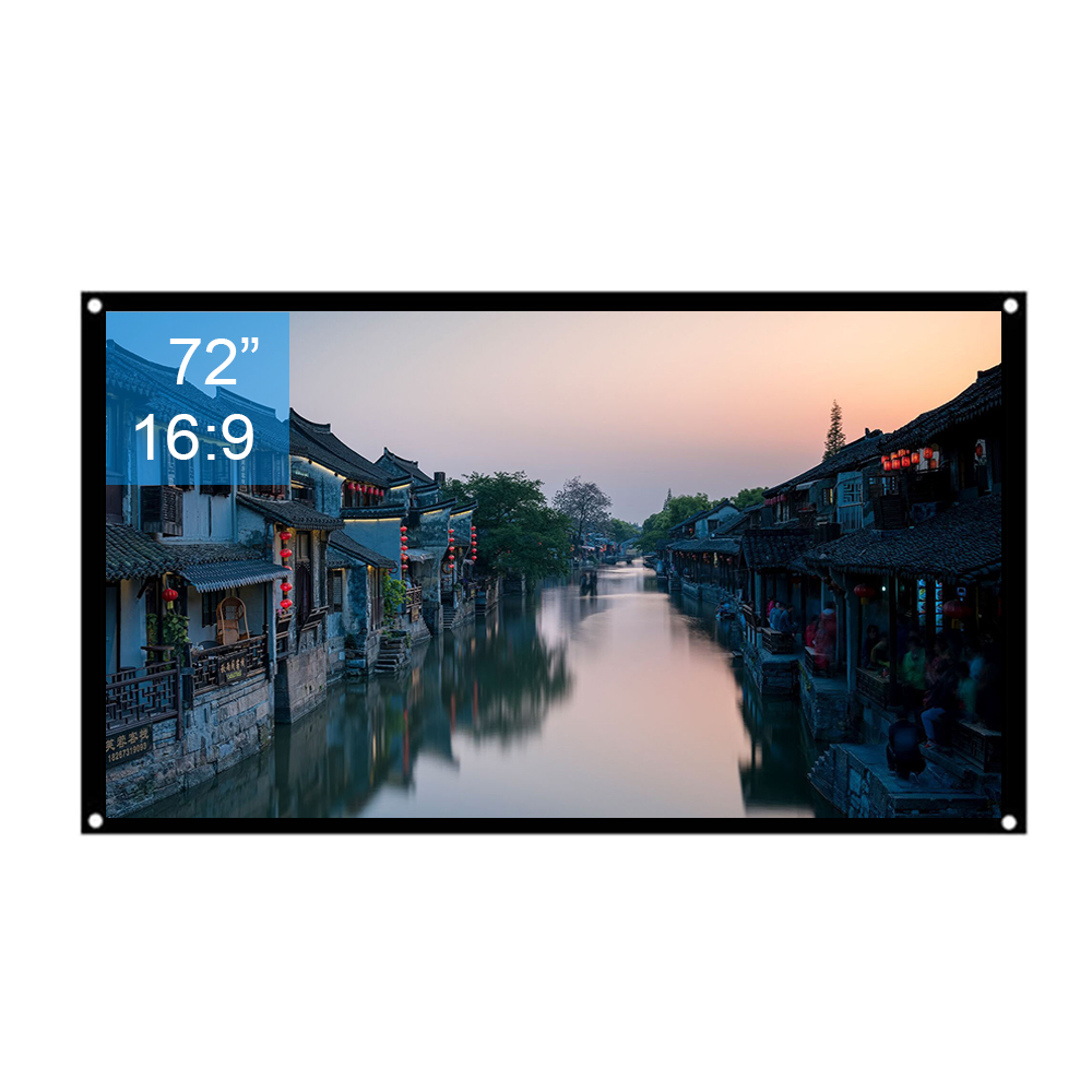 Projector Screen 72inch 16:9 Matte White Wall Mounted Screen Foldable Portable Front Projection Screen without Frame