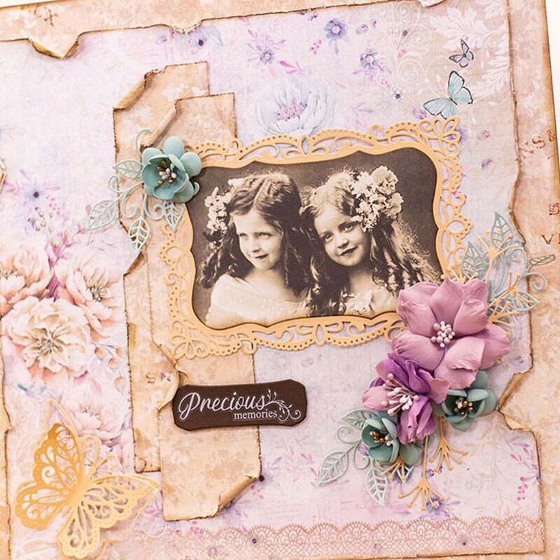 Borboleta laço flor folhas ramo oco em camadas quadrado redondo quadro de corte metal dados scrapbook cartões artesanato papel