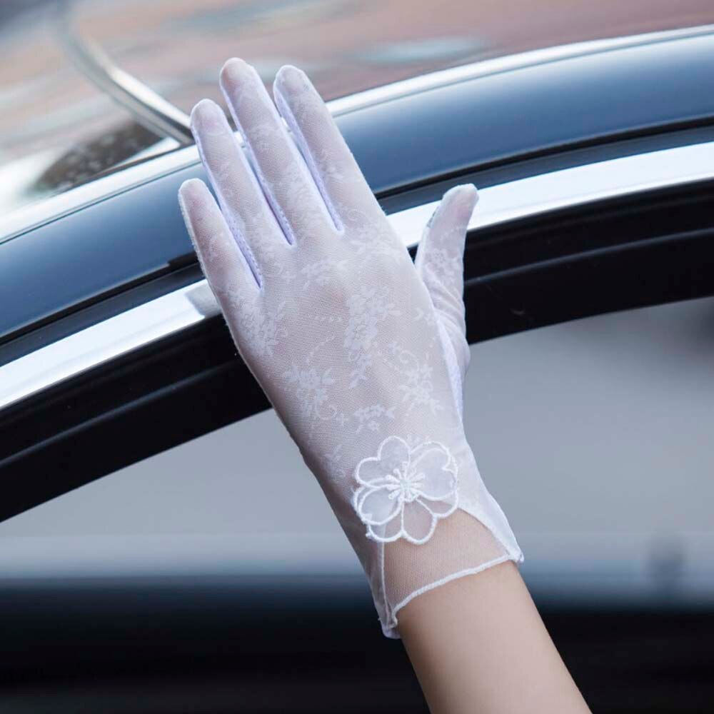 Zon Bescherming Handschoenen Vrouwelijke Zomer Uv Bescherming Dunne Gedeelte Rijden Kant Ijs Zijde Full-Vinger Handschoenen