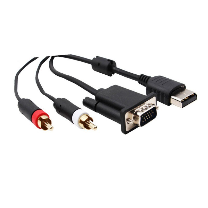 1.8m Vga For Sega Dc Dreamcast Cable For Vga Monitor And Audio Rca + 3.5mm To 2-male Rca Adapter nickel plated connector plugs