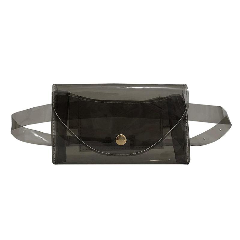 Trasparente Cinghia di Modo Fanny Pack Femminile di Estate PVC Marsupi Delle Ragazze Delle Donne di Colore Solido Della Gelatina Trasparente del Pacchetto Della Vita Petto Borse: Black