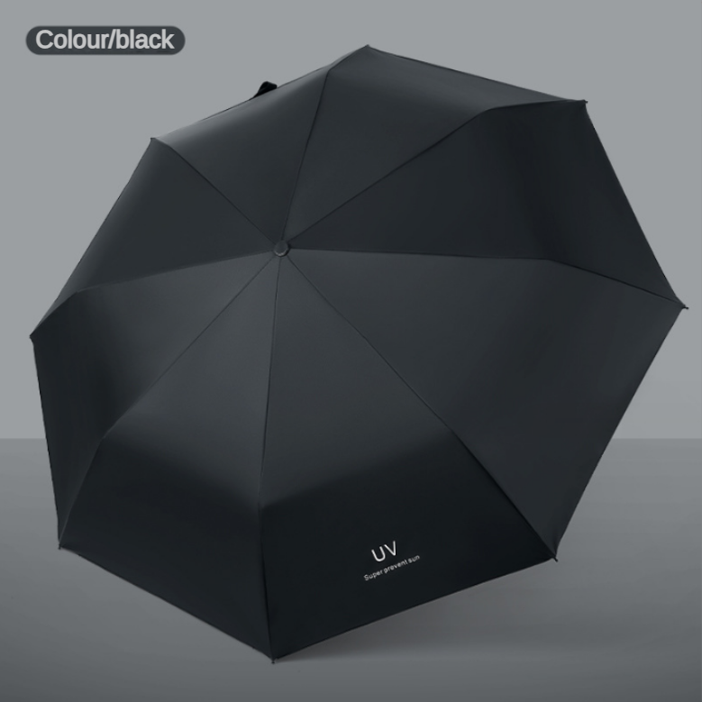 Travel Portable Mini Sun & Rain Folding Anti UV Umbrella, Compact Umbrella for Car, Lightweight UV Protection Windproof Umbrella: black