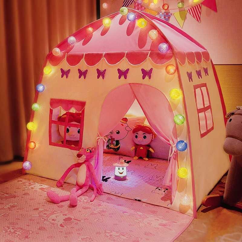 Børn legetøj telt baby prinsesse legehus super stort rum kravler indendørs udendørs telt slot prinsesse levende spil havbolde