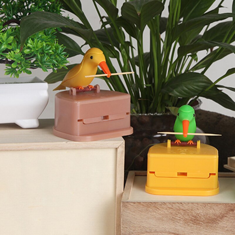 Cute Bird Shape Toothpick Holder Container Automatic Toothpick Dispenser Toothpick Storage Box Table Toothpick Case Home Decor