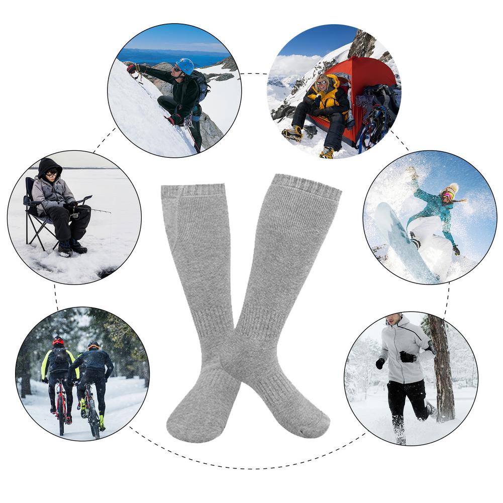 Beheizbare socken, wiederaufladbare elektrische akku-socken für damen, herren und unisex, waschbar, wärmend, lange socken, fußwärmer für Höhle Winter