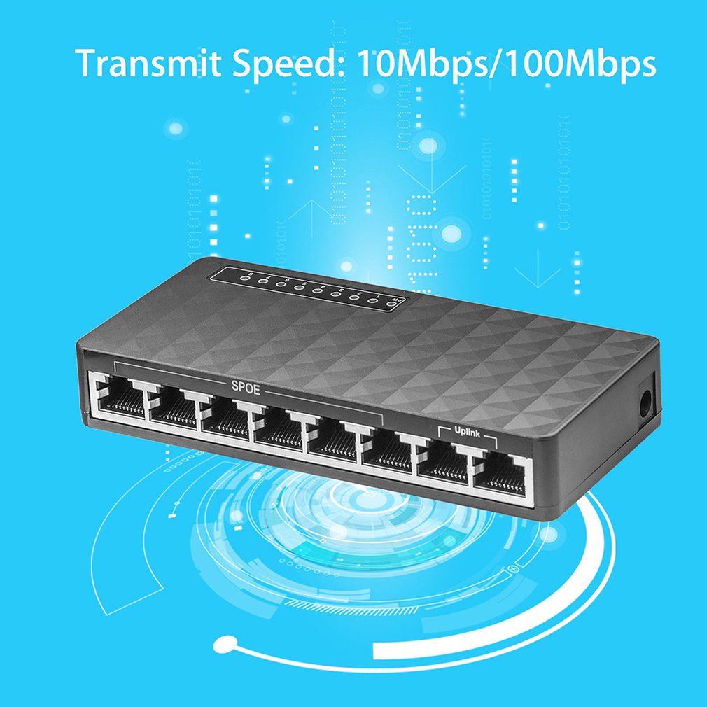 Praktisk 10/100 mbps 8 port hurtig ethernet lan desktop  rj45 netværk switch hub adapter høj ydeevne