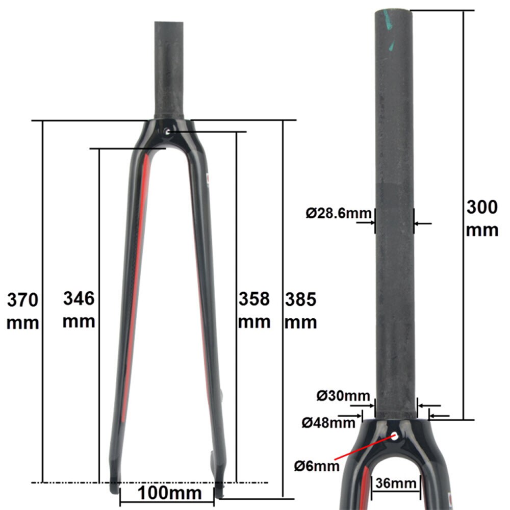 Sin logotipo, horquilla de fibra de carbono para bicicleta de carretera, horquilla de marcha fija, horquillas de carbono 700C 28,60mm, freno de disco C, blanco, rojo, negro, piezas de bicicleta, horquilla