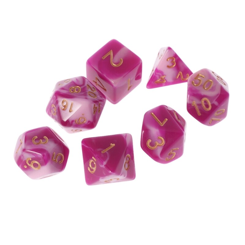 Juego de dados de lado OOTDTY 7 Uds D4 D6 D8 D10 D12 D20 para mazmorras y Dragon D & D RPG Poly juego de dados de cuentas