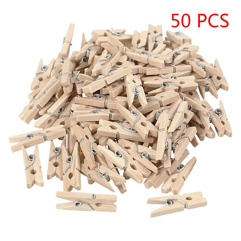 50 pièces très petite Mine taille 25mm Mini pinces en bois naturel pour pinces Photo pince à linge artisanat décoration Clips chevilles: 50pcs