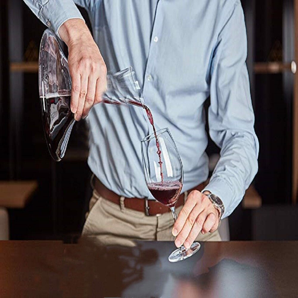 YUEWO Decanter Hand Geblazen Loodvrij Kristal Glas Wijn Decanter Wijn Karaf Wijn Karaffen en Carafes Rode Wijn Decanter