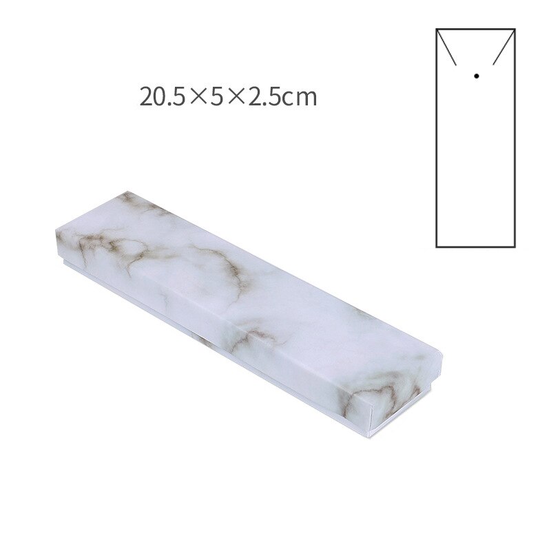 Pahvi korulaatikko säilytysnäyttö kantolaatikko kaulakoruille rannekorut korvakorut neliö suorakulmio marmori valkoinen käsintehty itse tehty: 20.5 x 5 x 2.5cm