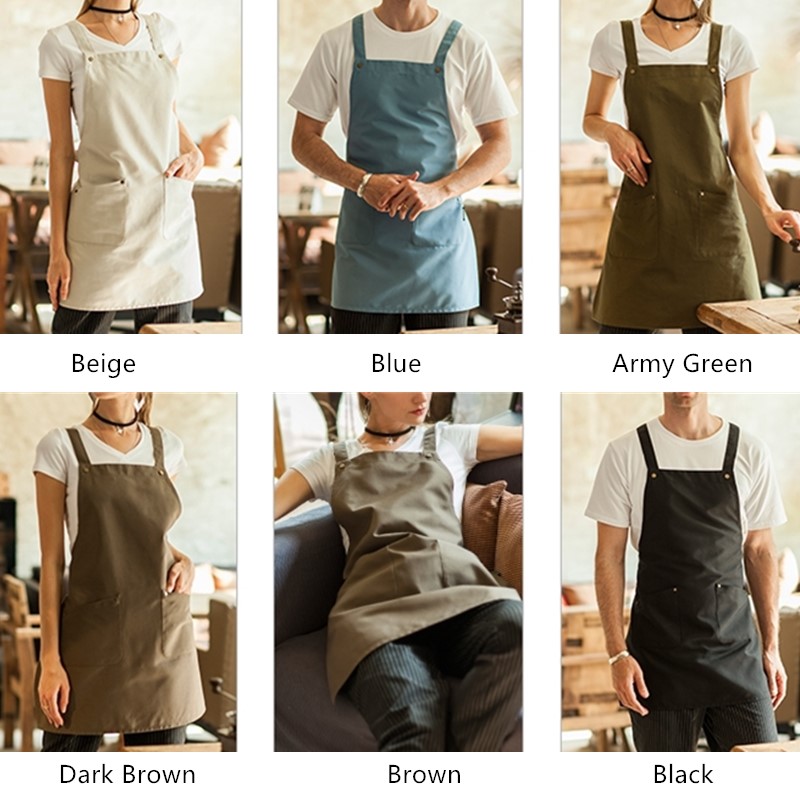 Polyester Cotton Crossback Apron Cafe Barista Bartender Waitstaff Pastry Chef Uniform Restaurant Hotel Bistro Cafe Work Wear E58