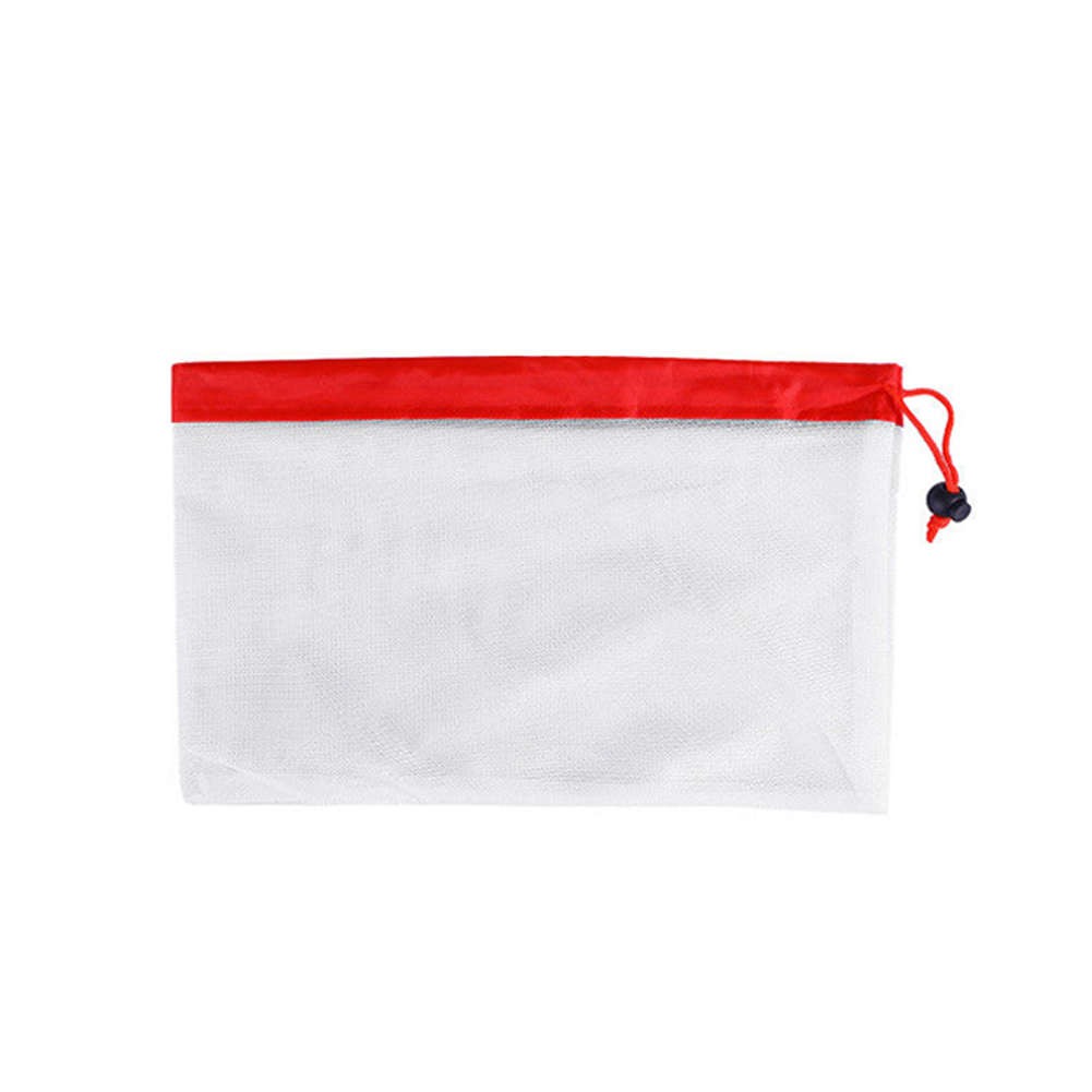 Reusable Produce Mesh Bag Vegetable Fruit Toys Breathable Storage Bags Grocery Shopping Pouch Washable Eco Friendly Organizer: red S-1pcs