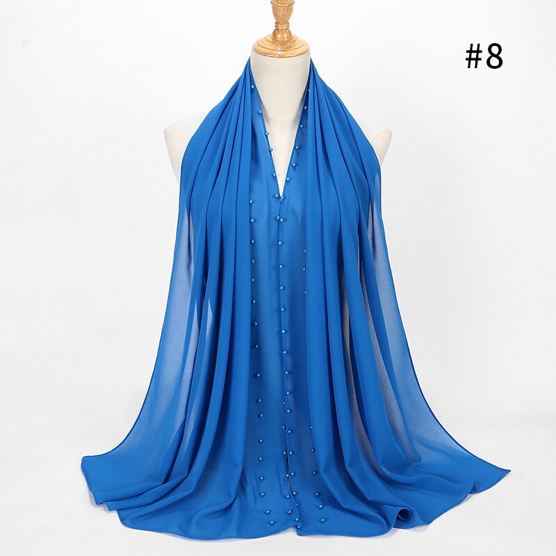 Parel Sjaal Big Size Solider Kleur Bubble Chiffon Sjaal Effen Sjaals Hijab Moslim Sjaal: 8