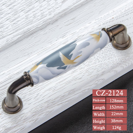 Sky blue/Ceramic Door Handles European Antique Furniture Handles Drawer Pulls Kitchen Cabinet Knobs and Handles: CZ-2124-128