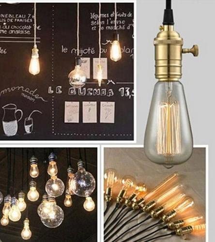 60W Hanglamp Met Zwarte Draad Ketting En Metall Houden Edison
