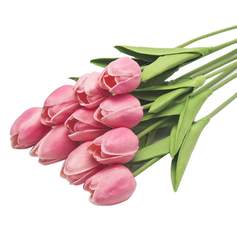 10 Pcs Kunstbloemen Tulpen Bloem Kunstmatige Boeket Nep Bloem Bruidsboeket Versieren Bloemen voor Bruiloft Home Decor: Roze