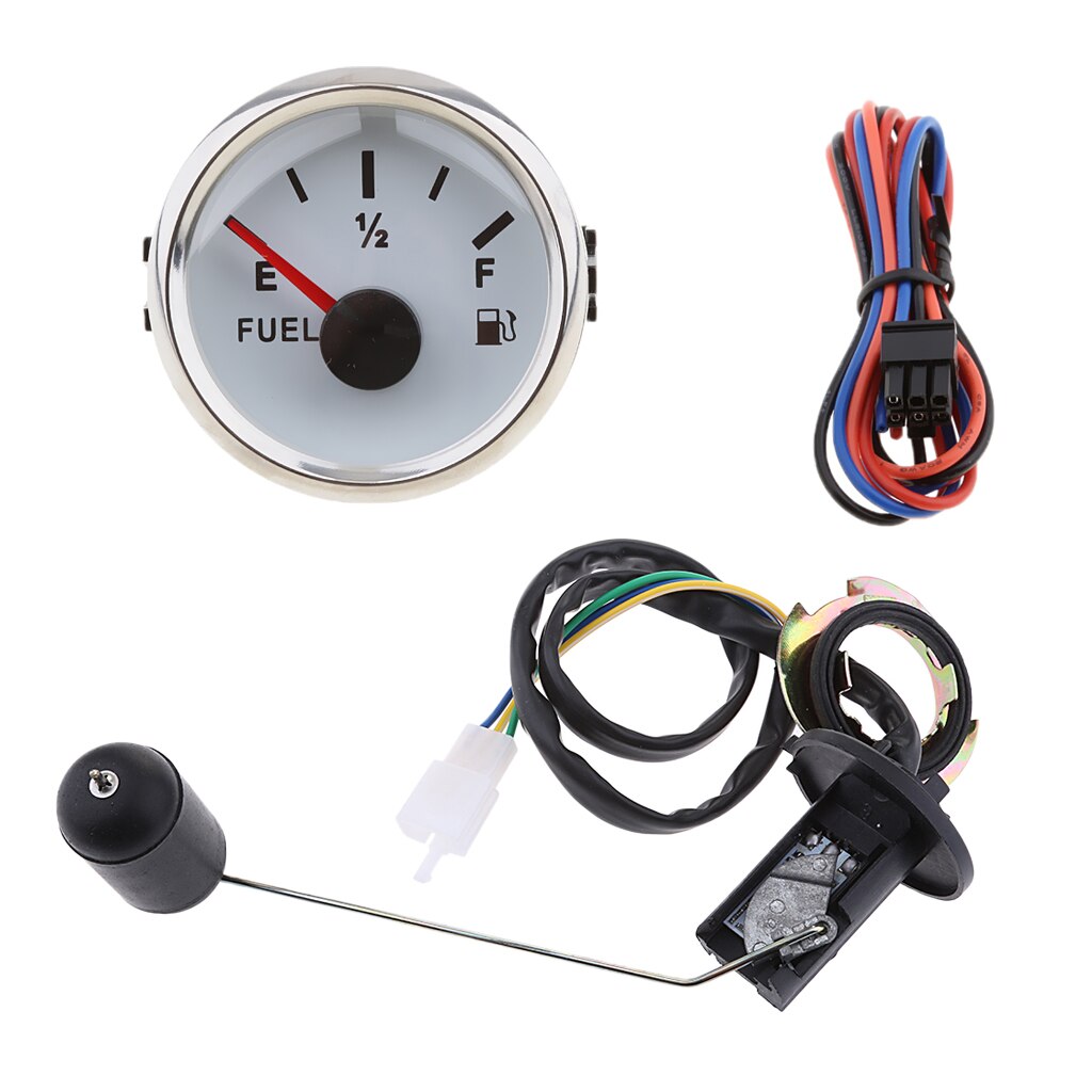 2 zoll 52mm Boot Tankanzeige 0-190ohm mit 316 Edelstahl Lünette + Fuel Sensor Sender-Weiß