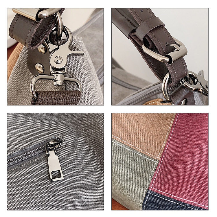 Vrouwelijke Mode Canvas Grote Capaciteit Slouchy Schoudertas Vrouwen Casual Grote Maat Zacht Katoen Patchwork Weekender Handtas