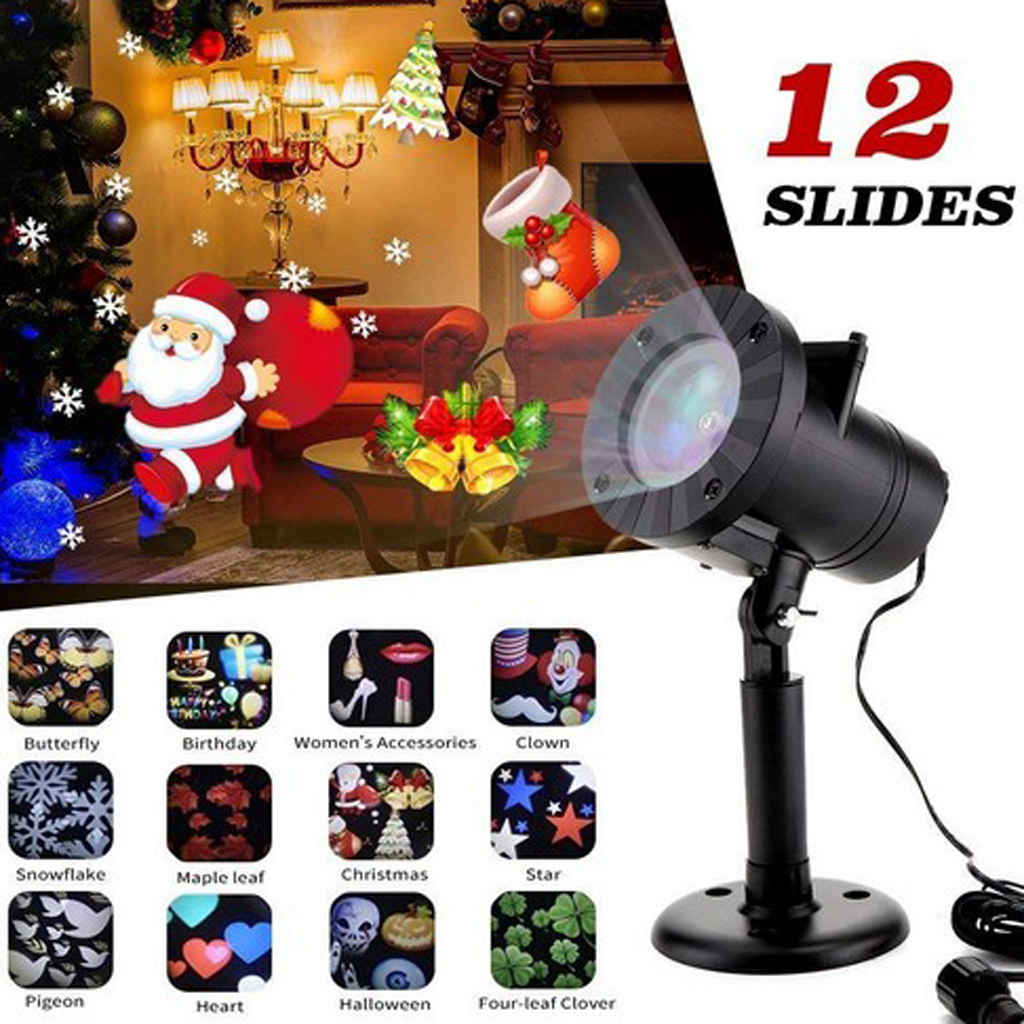 Celebration Series Projector LED Image Motion Projection Light with 12 Slide for Halloween Party Garden Outdoor Activities