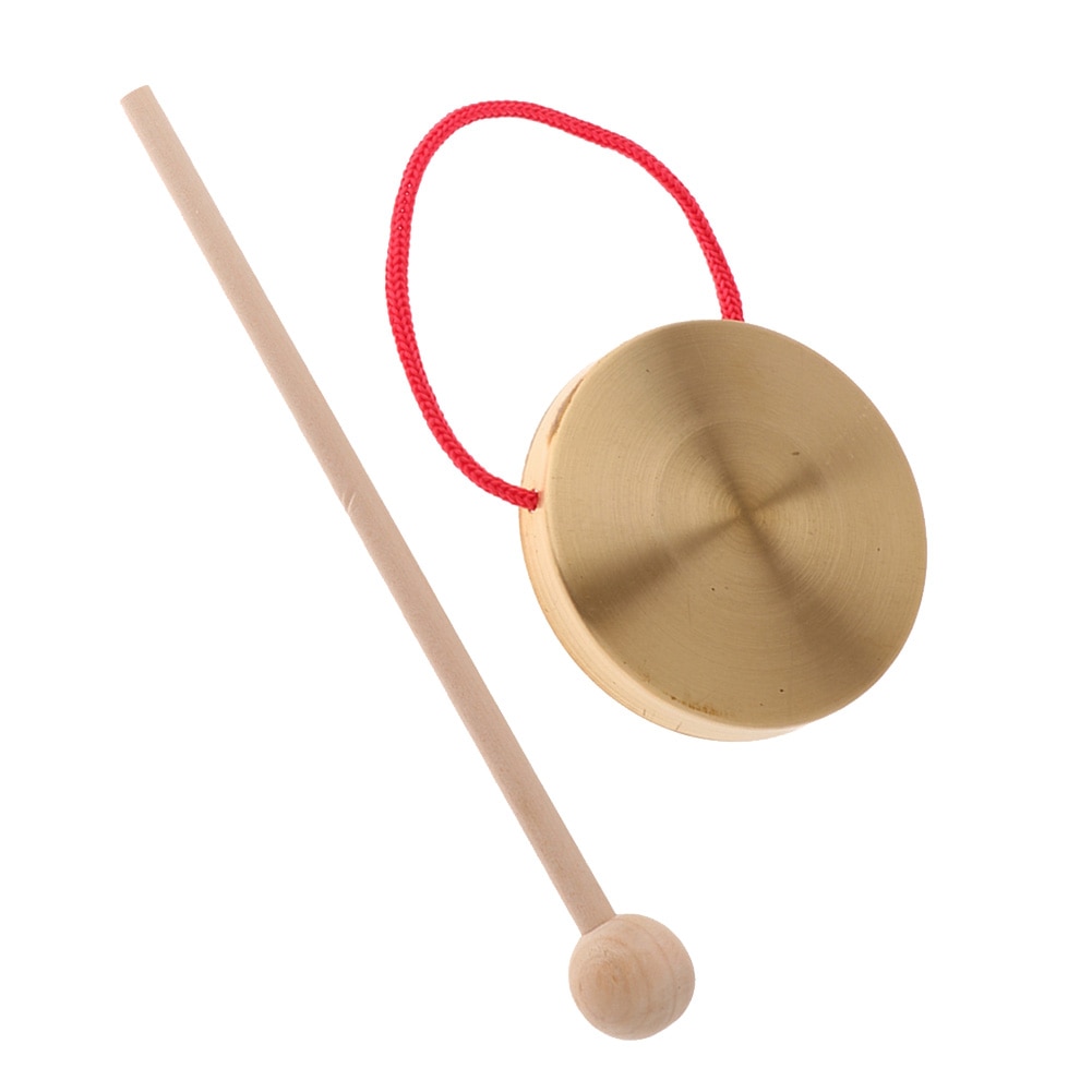 21cm Hand Hand Gong Copper Cymbals with Wooden Stick for Band Rhythm Chapel Opera Percussion Traditional Chinese Musical Folk