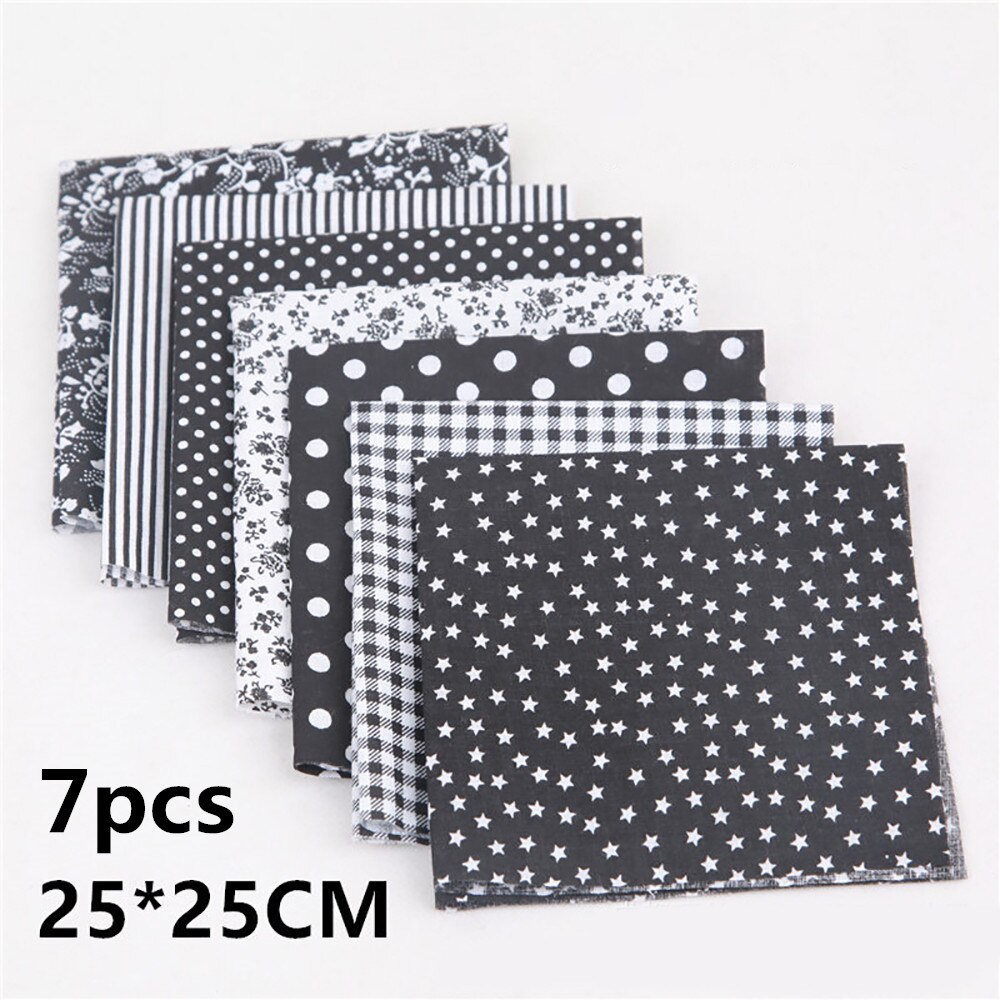 7pcs DIY Craft Sewing Square Floral Cotton Fabric Patchwork Cloth Set Random 25*25cm 50*50cm Tela Para Hacer Mascarillas: E / 25X25cm