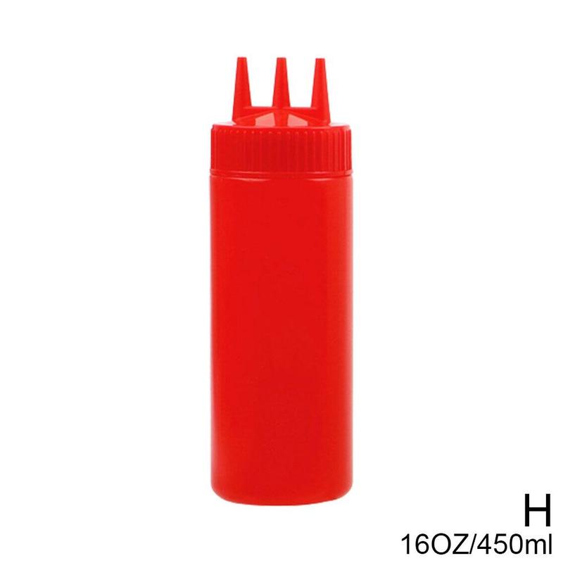 3 hole squeeze bottle screw cap squeeze bottle food grade plastic salad bottle ketchup mustard sauce mayonnaise soy sauce olive: H