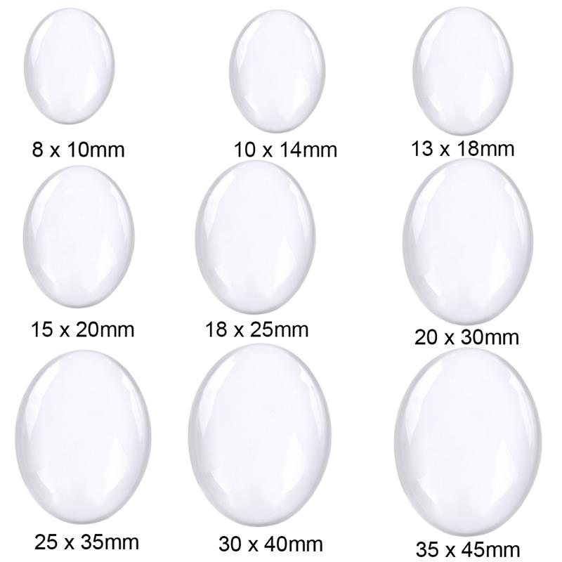 Cabochons en verre ovale clair, Cameo plat adapté aux paramètres de Base vierge 18x25mm 30x40, accessoires de fabrication de bijoux à faire soi-même: 13x18mm - 50pcs