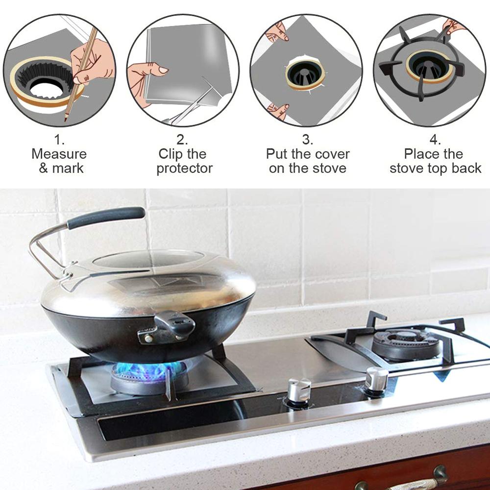 4/6/8 Pcs/Set Gasfornuis Protector Fornuis Cover Liner Schoon Mat Pad Keuken Gasfornuis Gasfornuis Protector keuken Accessoires