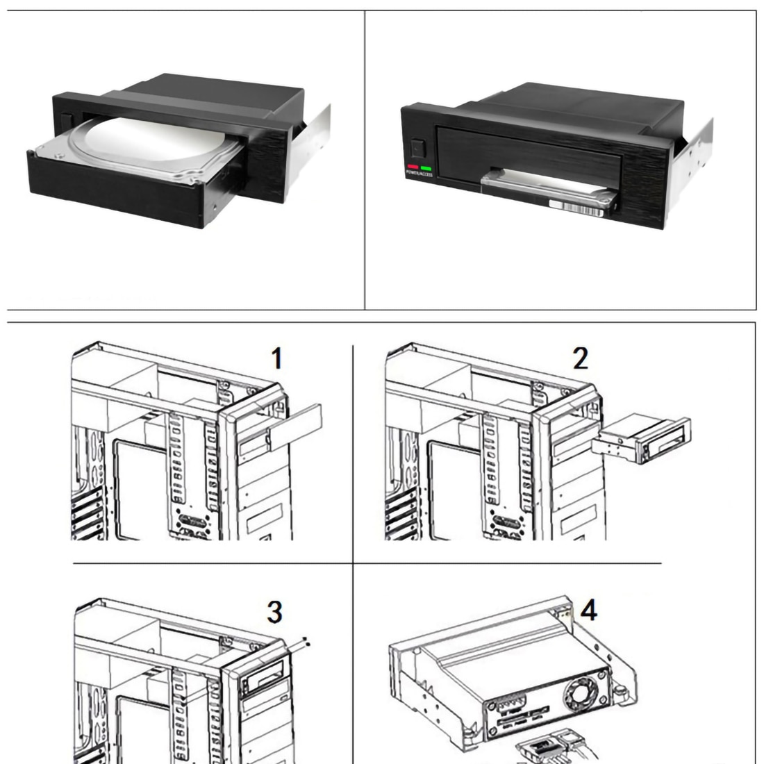 XT-XINTE HDD Storage Box Internal Single Bay Tray-Less Mobile Rack Enclosure LED Indicator -swap for 2.5 3.5 Inch SATA