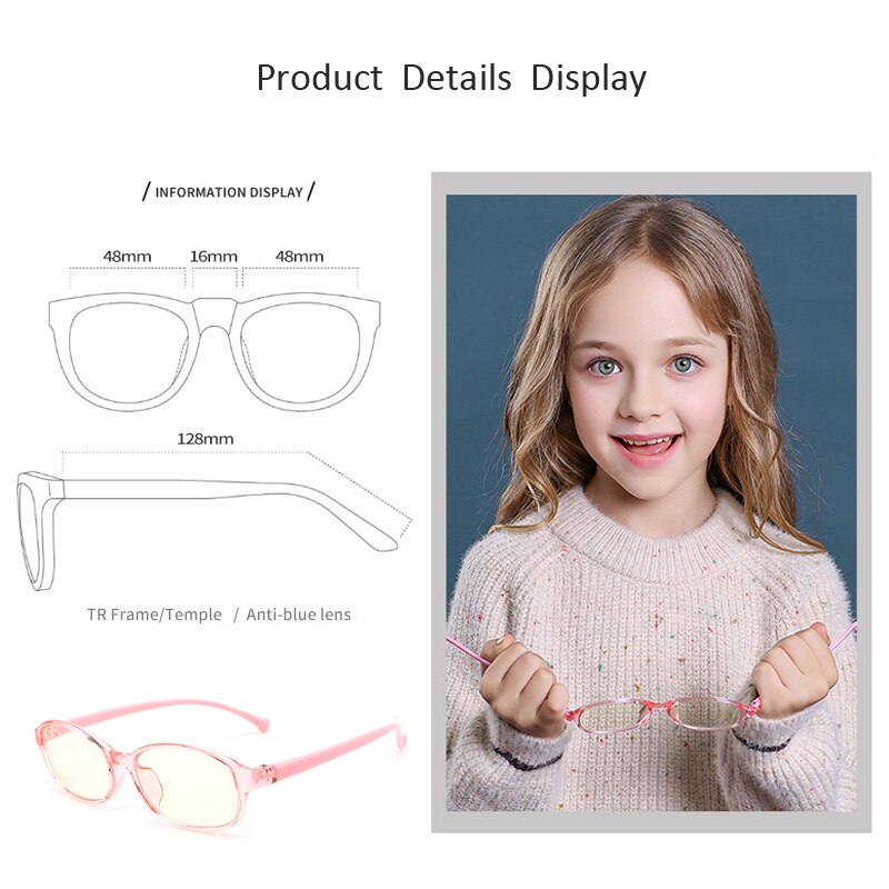 Seemfly vintage briller børn anti blå lys dreng piger børn briller klar linse computer beskyttelsesbriller fleksibel optisk brille