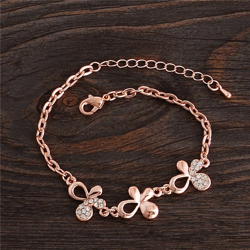 SHUANGR 1pc Rose Goud Kleur Wit Kristallen Vonken Hollow Chain Link Bangle Armband 7 ontwerpen TH358-TH364