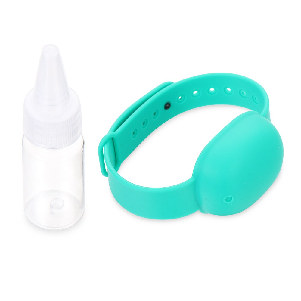 Dispensador portátil de silicona para viajes, para adultos y niños, Gel líquido para lavar a mano, pulsera con almacenamiento: 10ml green