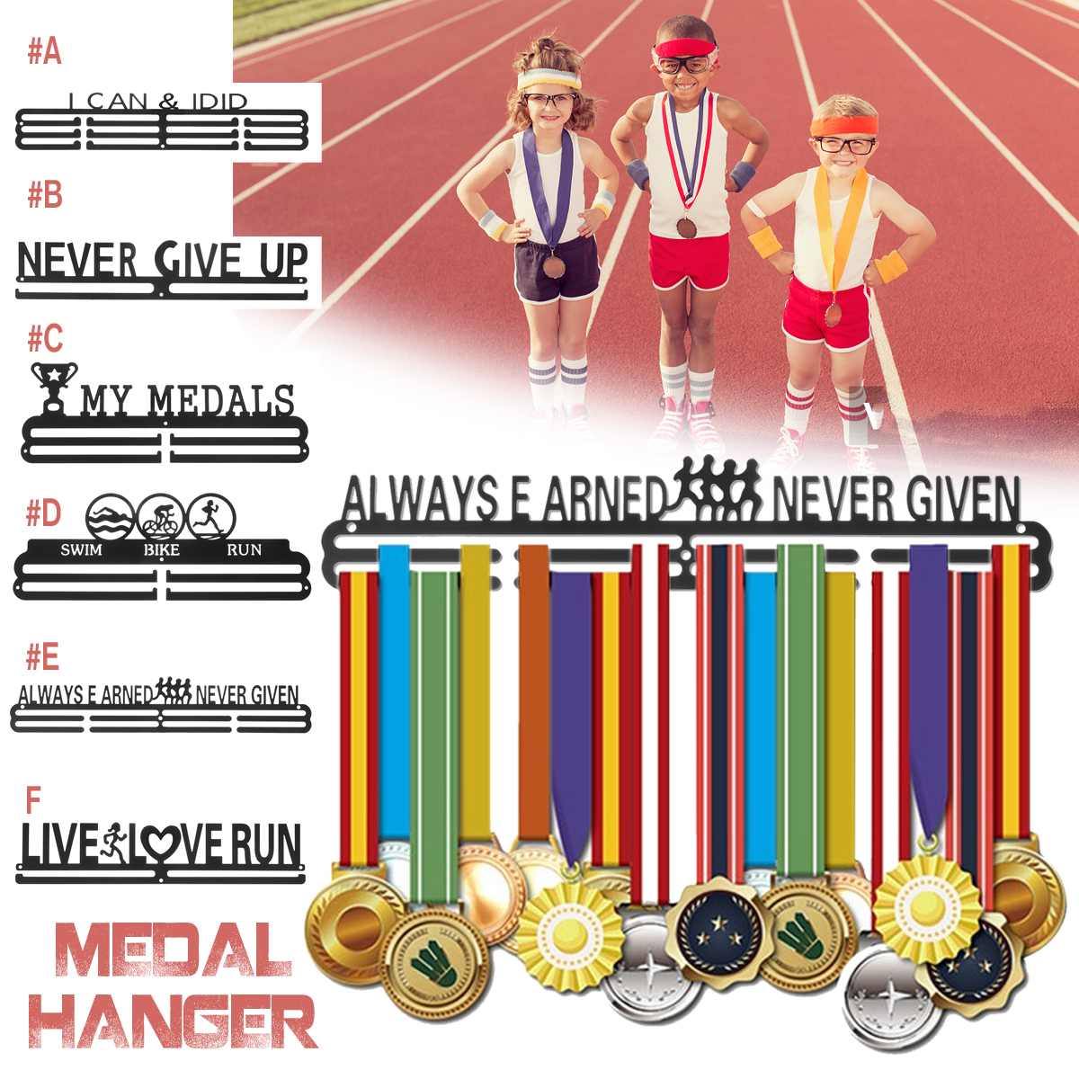 Medal Hanger Holder Display Rack for 30-45 Sport Medal Runner Swim Football Basketball marathons Championship Home Decor
