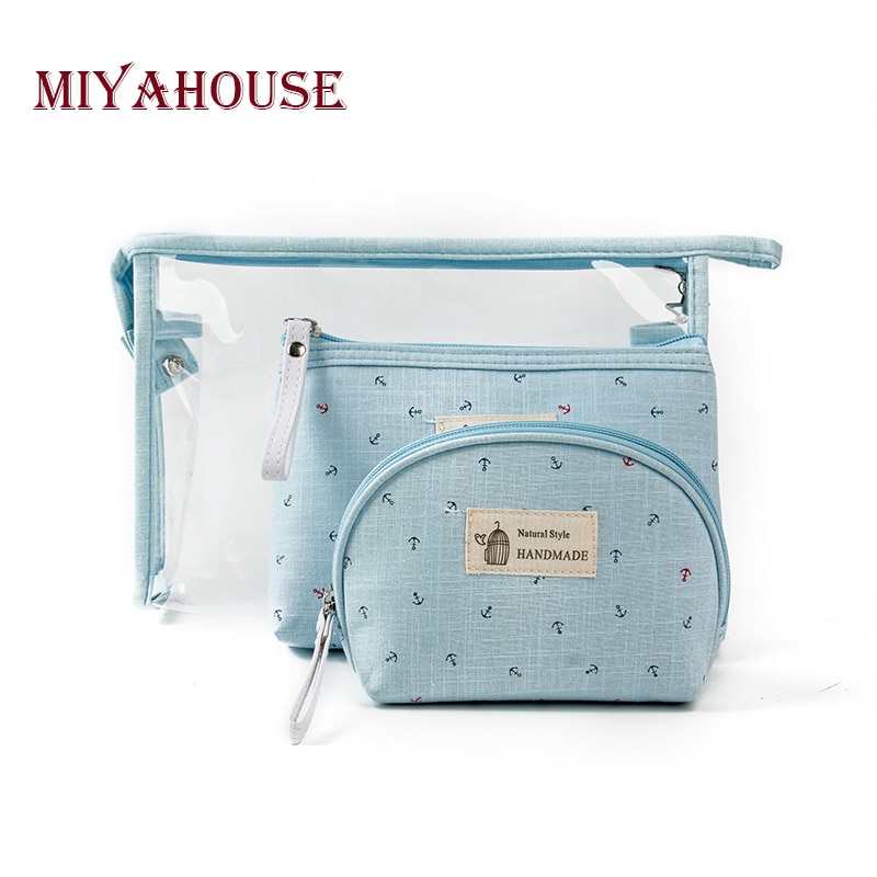 Miyahouse 3 pcs/set Make Up Bags Women Jelly Cosmetic Bag Waterproof Transparent Makeup Pouch Beauty Bags
